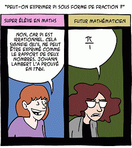 Bande dessinée : « Peut-on exprimer pi sous forme de fraction ? »